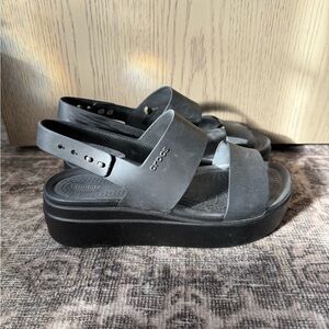 Crocs Brooklyn Women's Slingback Wedge Sandals Black Size 8